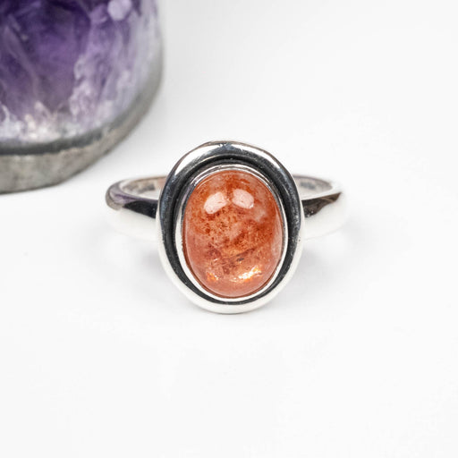 Sunstone Ring 9x7mm Size 4 .925 Silver - InnerVision Crystals