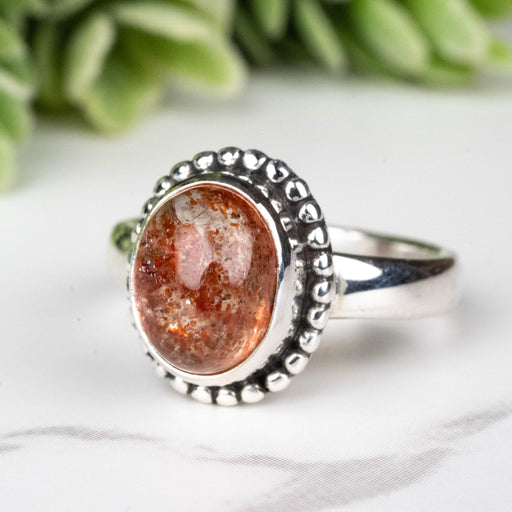 Sunstone Ring 9x7mm Size 4 - InnerVision Crystals