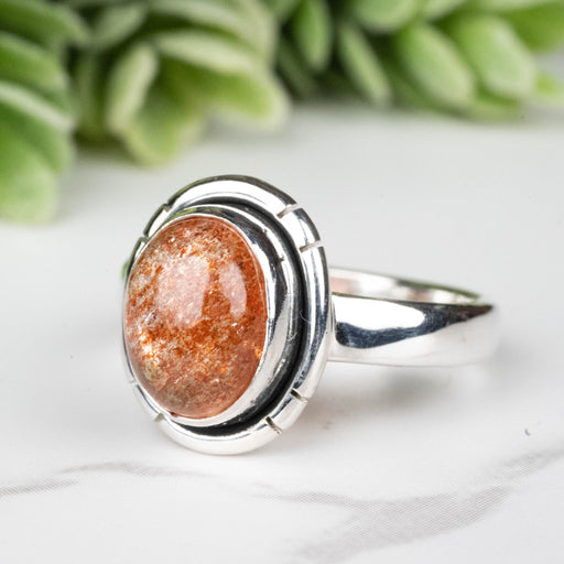 Sunstone Ring 9x7mm Size 6 - InnerVision Crystals