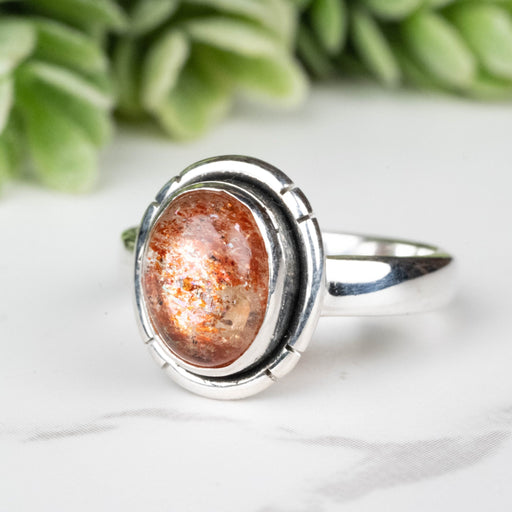 Sunstone Ring 9x7mm Size 6 - InnerVision Crystals