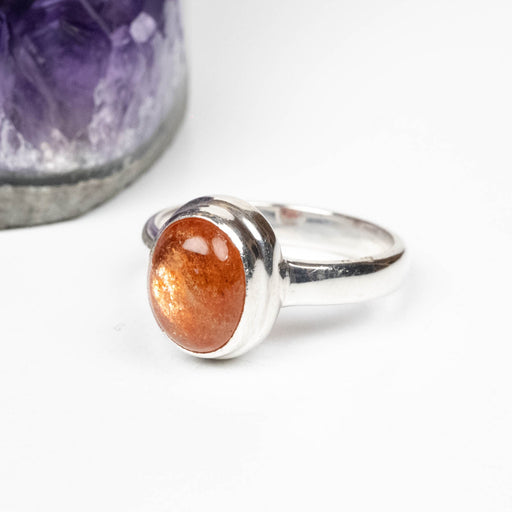 Sunstone Ring 9x7mm Size 6 .925 Silver - InnerVision Crystals