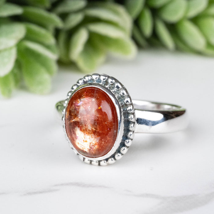 Sunstone Ring 9x7mm Size 6 - InnerVision Crystals