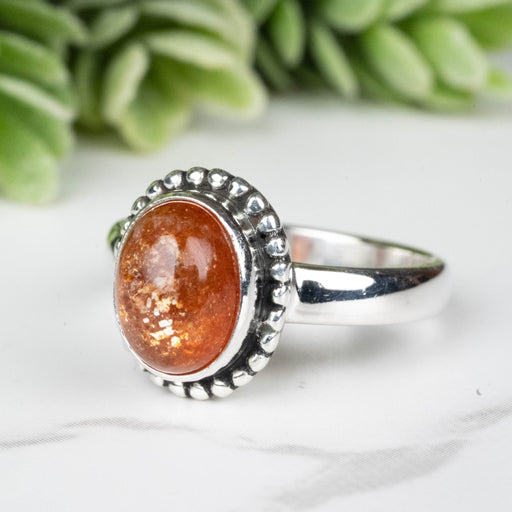Sunstone Ring 9x7mm Size 7 - InnerVision Crystals