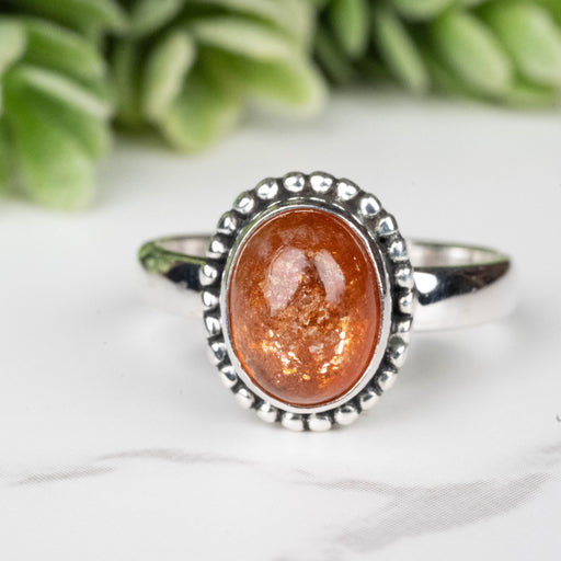 Sunstone Ring 9x7mm Size 7 - InnerVision Crystals