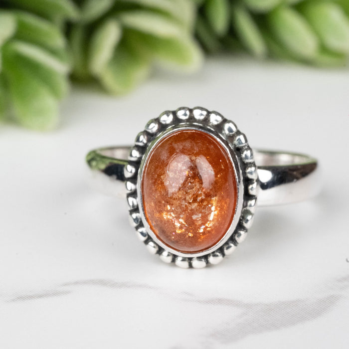 Sunstone Ring 9x7mm Size 7 - InnerVision Crystals