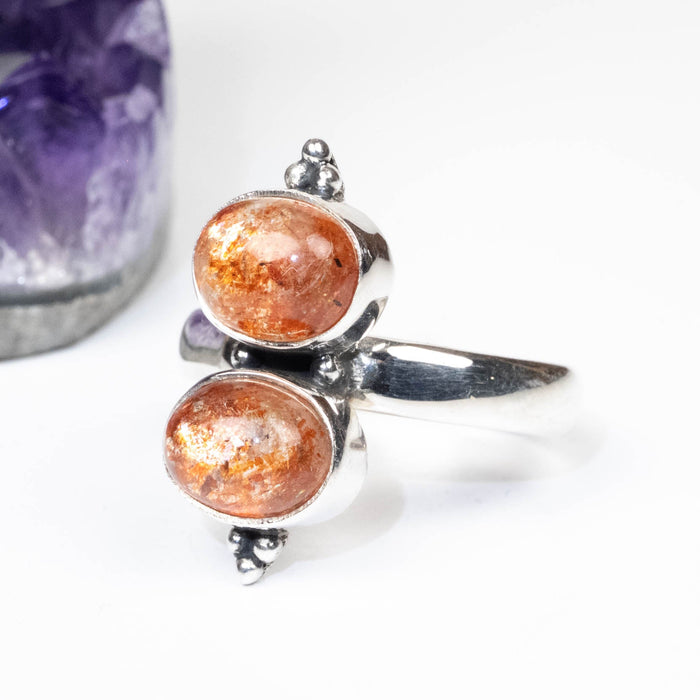 Sunstone Ring 9x7mm Size 9 .925 Silver - InnerVision Crystals