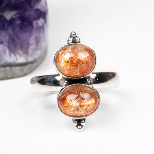 Sunstone Ring 9x7mm Size 9 .925 Silver - InnerVision Crystals