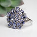 Tanzanite 4x3mm + 2.5mm + 1mm White Topaz Ring Size 8 .925 Silver - InnerVision Crystals