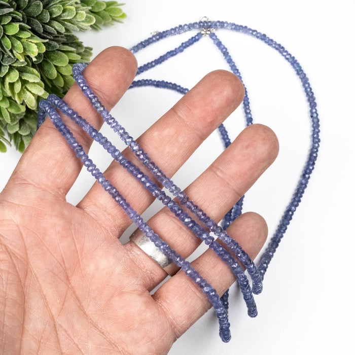 Tanzanite Bead Necklace Adjustable 19.5" .925 Silver - InnerVision Crystals