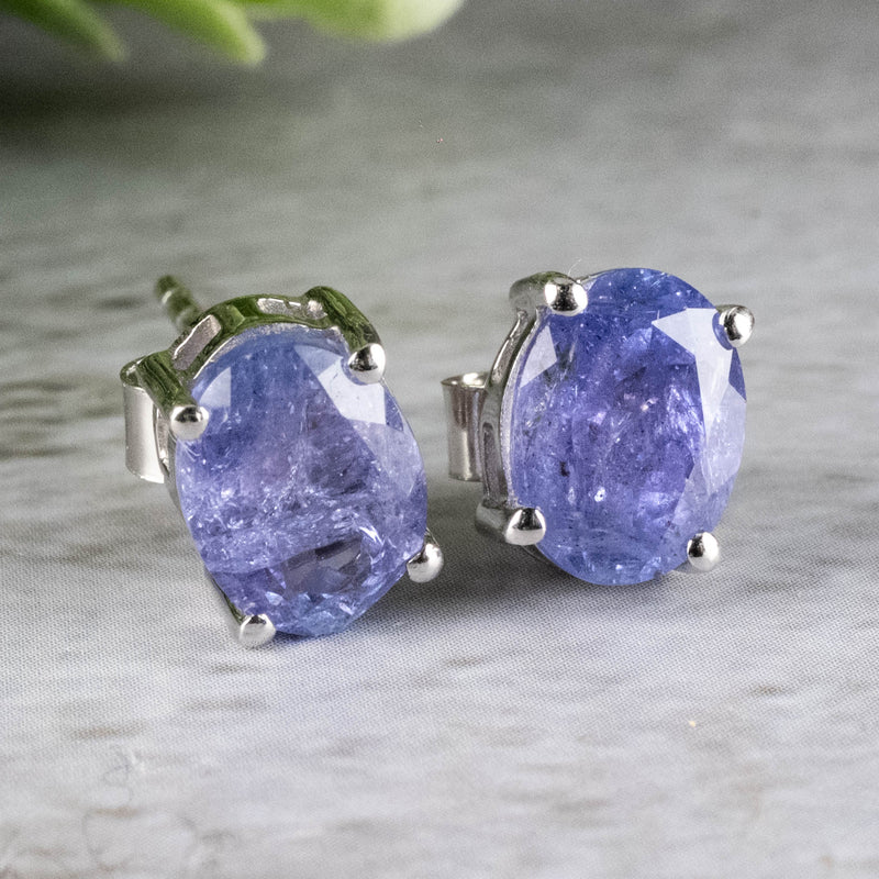 Tanzanite Earrings 8x6mm .925 Silver - InnerVision Crystals