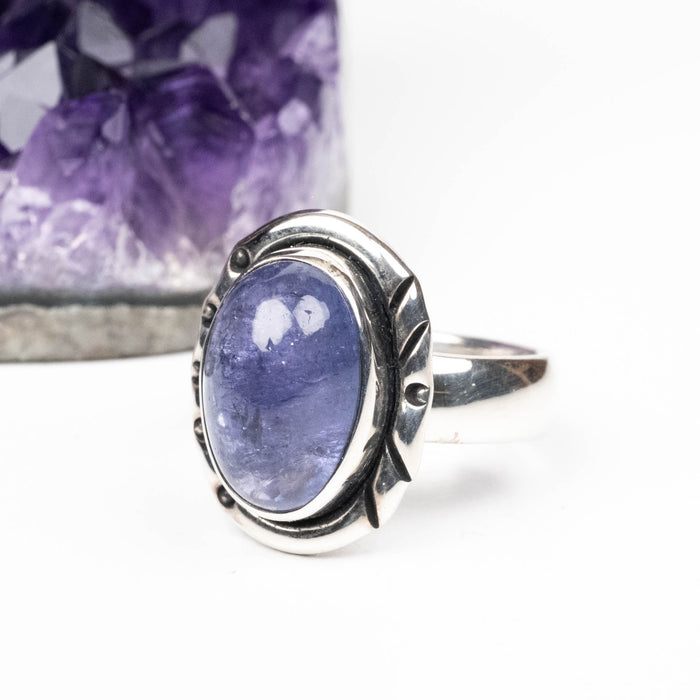 Tanzanite Ring 14x9mm Size 7 .925 Silver - InnerVision Crystals