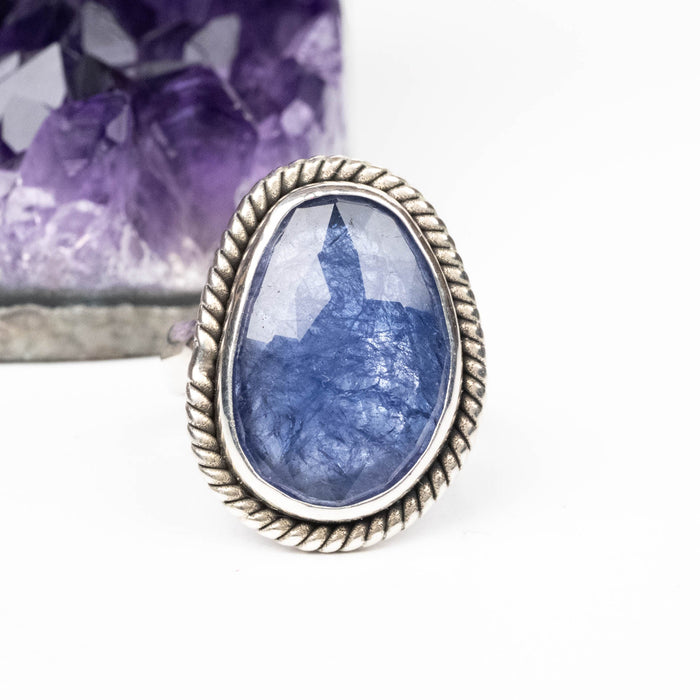 Tanzanite Ring 17x12mm Size 5 .925 Silver - InnerVision Crystals