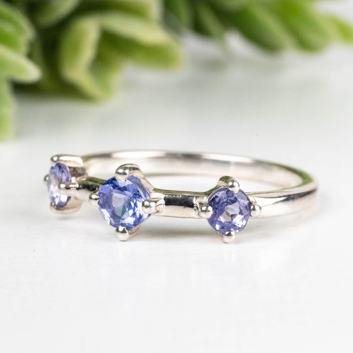 Tanzanite Ring 3mm Size 5 .925 Silver - InnerVision Crystals