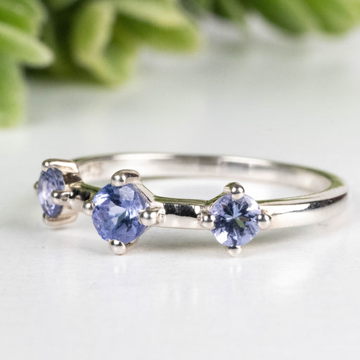Tanzanite Ring 3mm Size 6 .925 Silver - InnerVision Crystals