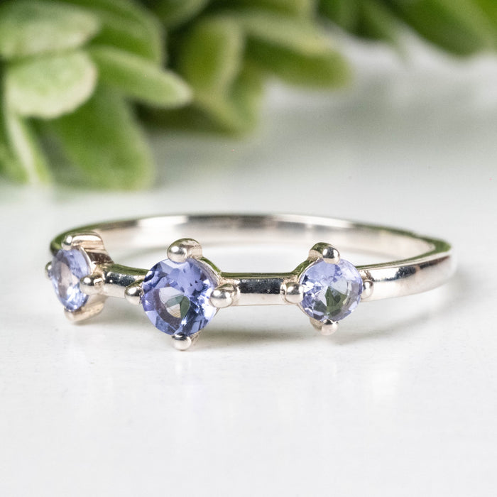Tanzanite Ring 3mm Size 7 .925 Silver - InnerVision Crystals