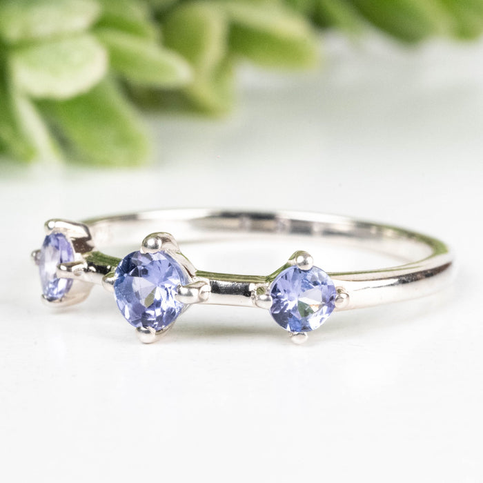 Tanzanite Ring 3mm Size 7 .925 Silver - InnerVision Crystals