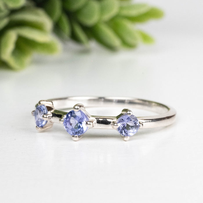 Tanzanite Ring 3mm Size 8 .925 Silver - InnerVision Crystals