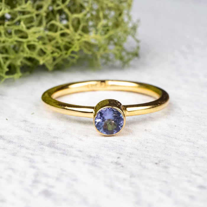 Tanzanite Ring 4mm Size 6 .925 Silver + 18k Gold - InnerVision Crystals
