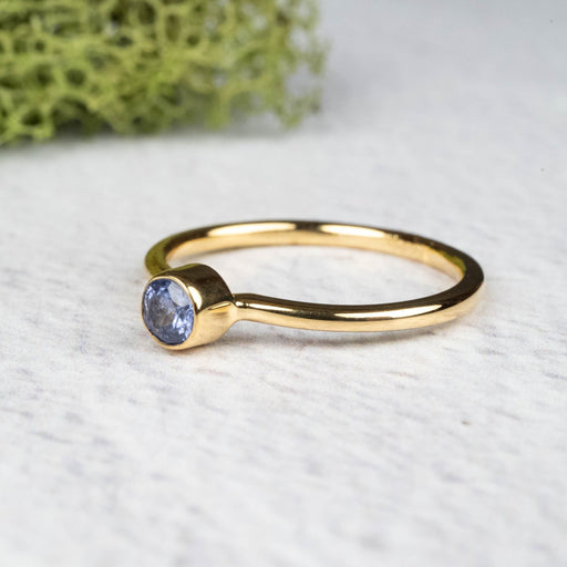 Tanzanite Ring 4mm Size 8 .925 Silver + 18k Gold - InnerVision Crystals