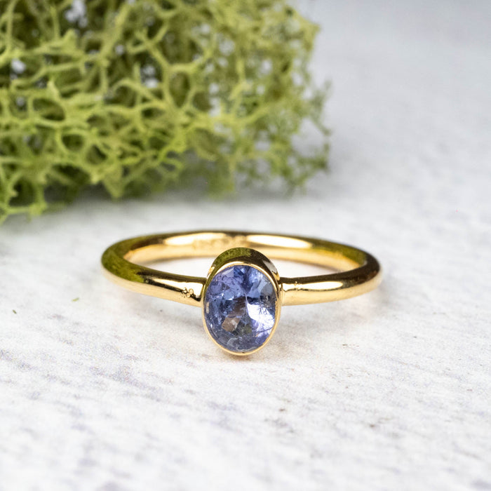 Tanzanite Ring 5x4mm Size 4 .925 Silver + 18k Gold - InnerVision Crystals