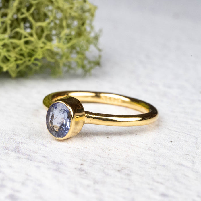 Tanzanite Ring 5x4mm Size 4 .925 Silver + 18k Gold - InnerVision Crystals