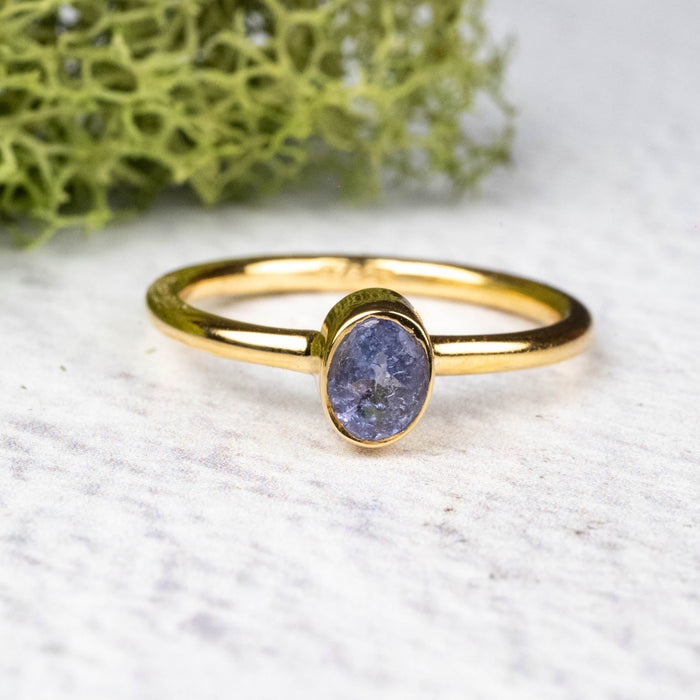 Tanzanite Ring 5x4mm Size 6 .925 Silver + 18k Gold - InnerVision Crystals