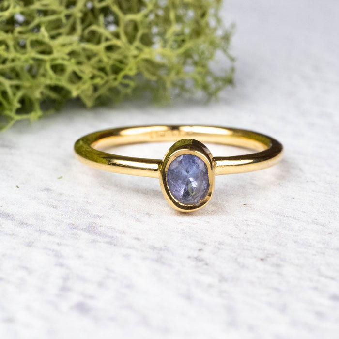 Tanzanite Ring 5x4mm Size 6 .925 Silver + 18k Gold - InnerVision Crystals