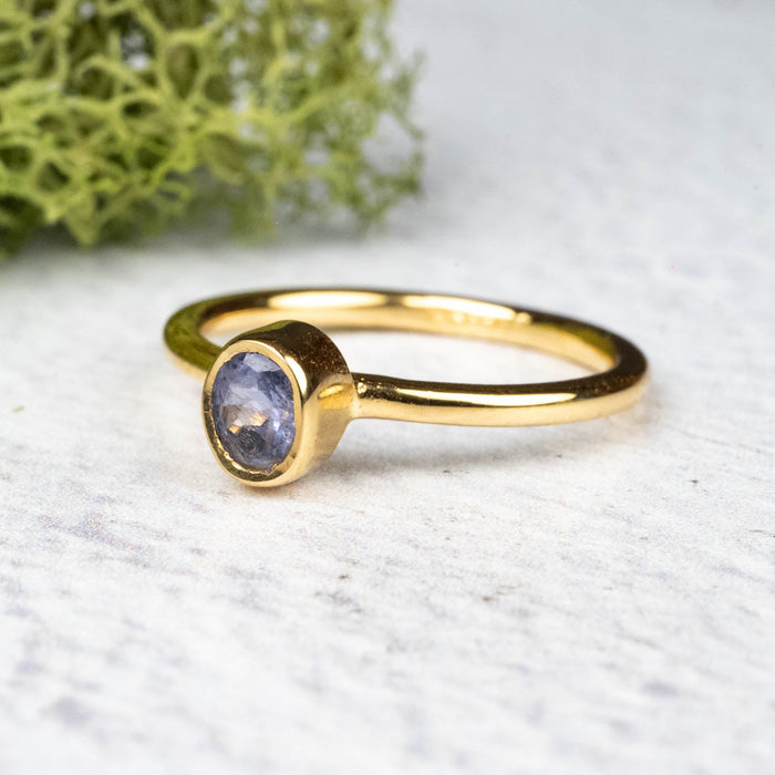 Tanzanite Ring 5x4mm Size 6 .925 Silver + 18k Gold - InnerVision Crystals