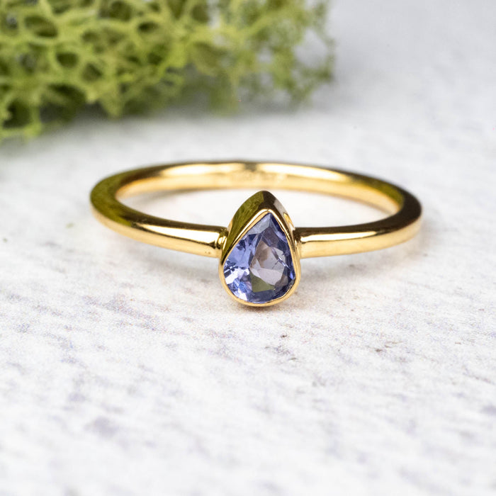 Tanzanite Ring 5x4mm Size 6 .925 Silver + 18k Gold - InnerVision Crystals