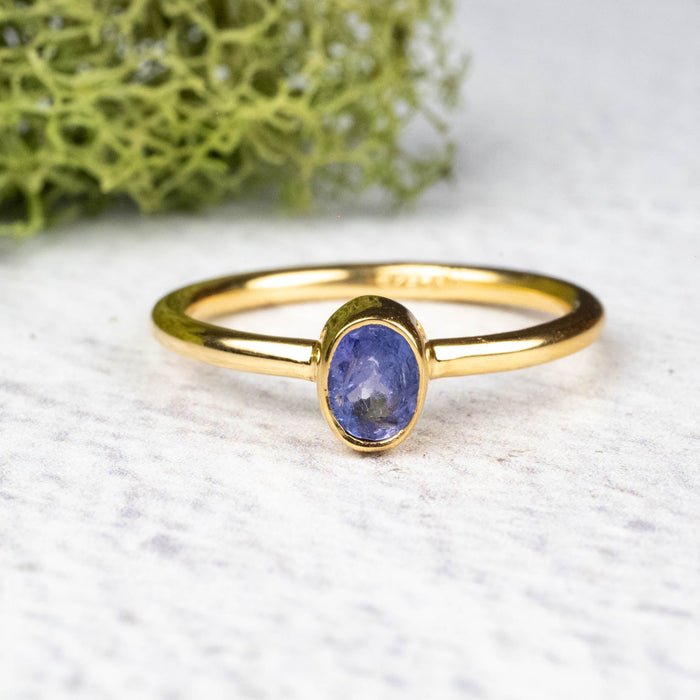 Tanzanite Ring 5x4mm Size 7 .925 Silver + 18k Gold - InnerVision Crystals