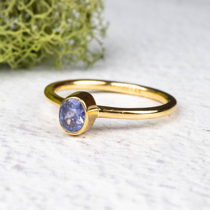 Tanzanite Ring 5x4mm Size 7 .925 Silver + 18k Gold - InnerVision Crystals
