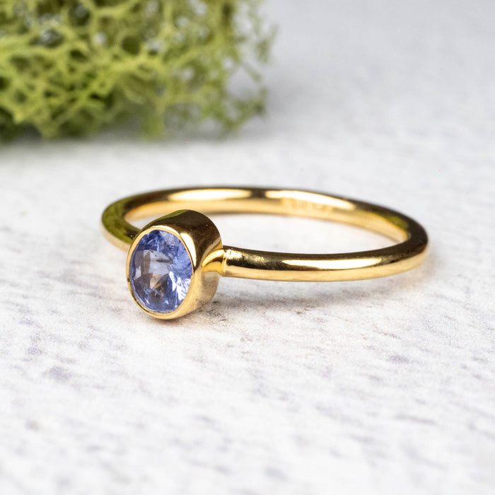 Tanzanite Ring 5x4mm Size 7 .925 Silver + 18k Gold - InnerVision Crystals