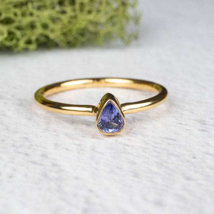 Tanzanite Ring 5x4mm Size 9 .925 Silver + 18k Gold - InnerVision Crystals