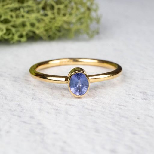 Tanzanite Ring 5x4mm Size 9 .925 Silver + 18k Gold - InnerVision Crystals