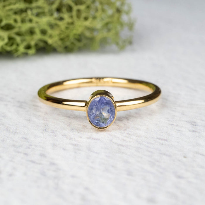 Tanzanite Ring 5x4mm Size 9 .925 Silver + 18k Gold - InnerVision Crystals