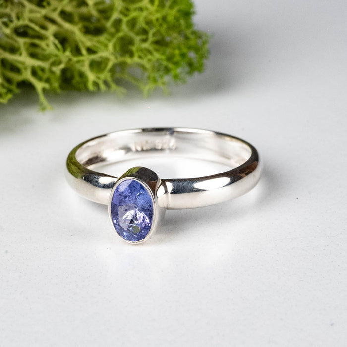 Tanzanite Ring 6x4mm Size 7 .925 Silver - InnerVision Crystals