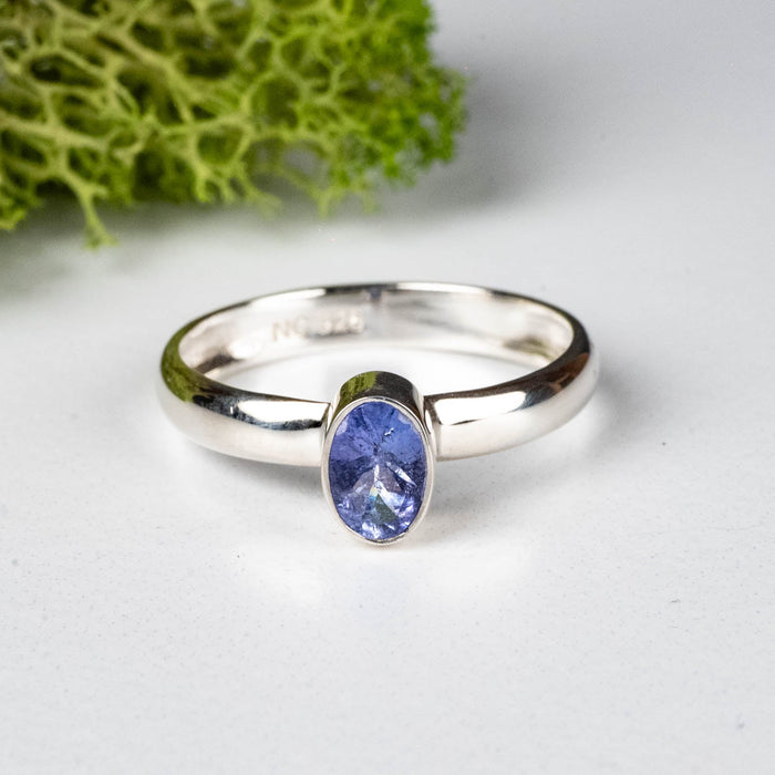 Tanzanite Ring 6x4mm Size 7 .925 Silver - InnerVision Crystals