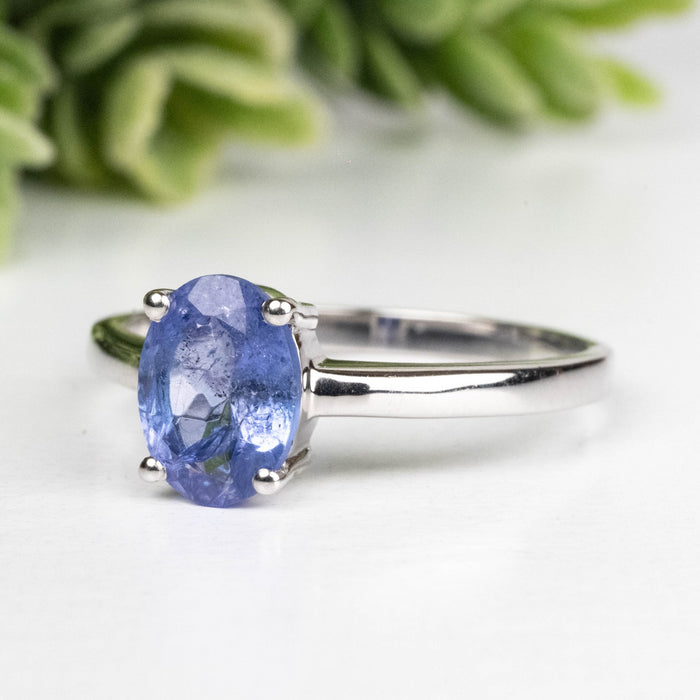 Tanzanite Ring 8x6mm Size 8 .925 Silver - InnerVision Crystals