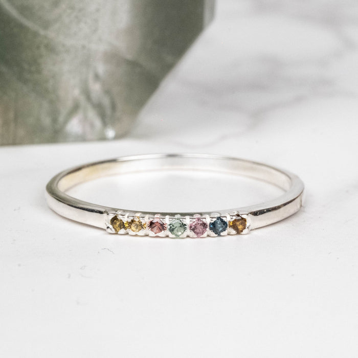 Tourmaline Ring 1mm Multi Stone Size 10 - InnerVision Crystals