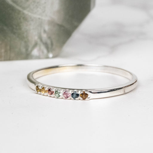 Tourmaline Ring 1mm Multi Stone Size 10 - InnerVision Crystals