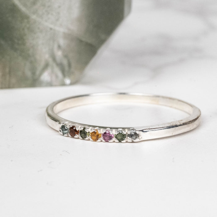 Tourmaline Ring 1mm Multi Stone Size 10 - InnerVision Crystals