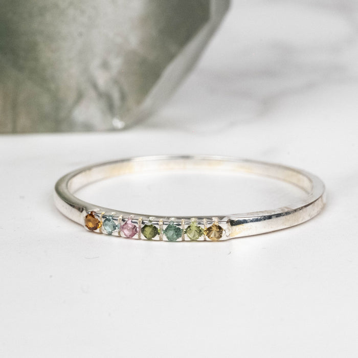 Tourmaline Ring 1mm Multi Stone Size 10 - InnerVision Crystals