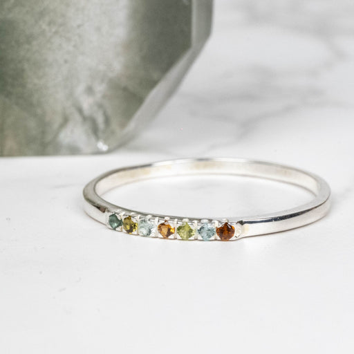 Tourmaline Ring 1mm Multi Stone Size 10 - InnerVision Crystals