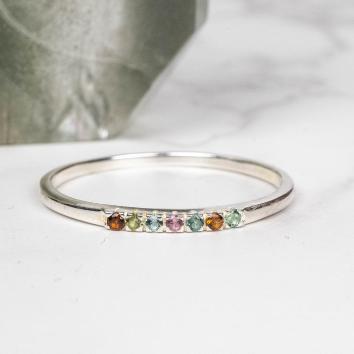 Tourmaline Ring 1mm Multi Stone Size 10 - InnerVision Crystals