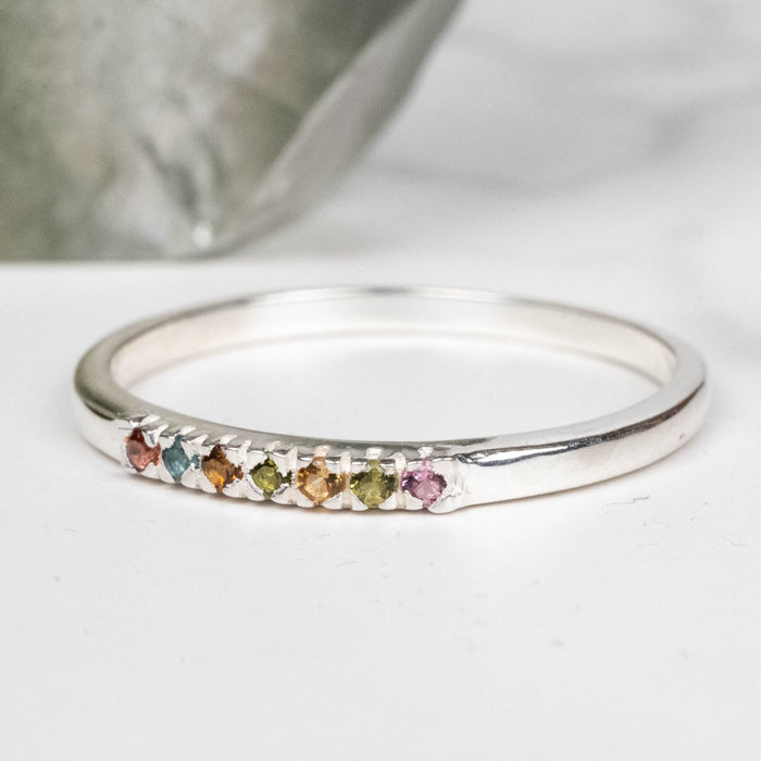 Tourmaline Ring 1mm Multi Stone Size 9 - InnerVision Crystals