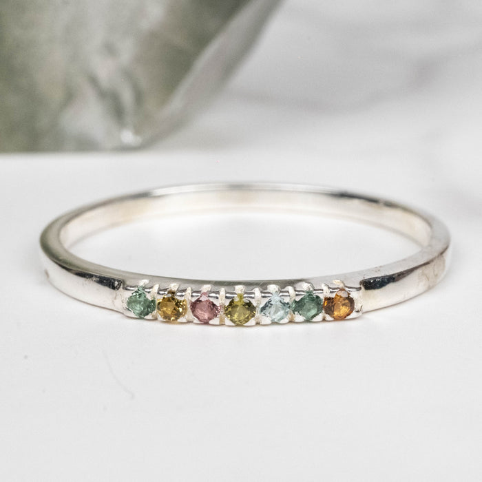 Tourmaline Ring 1mm Multi Stone Size 9 - InnerVision Crystals