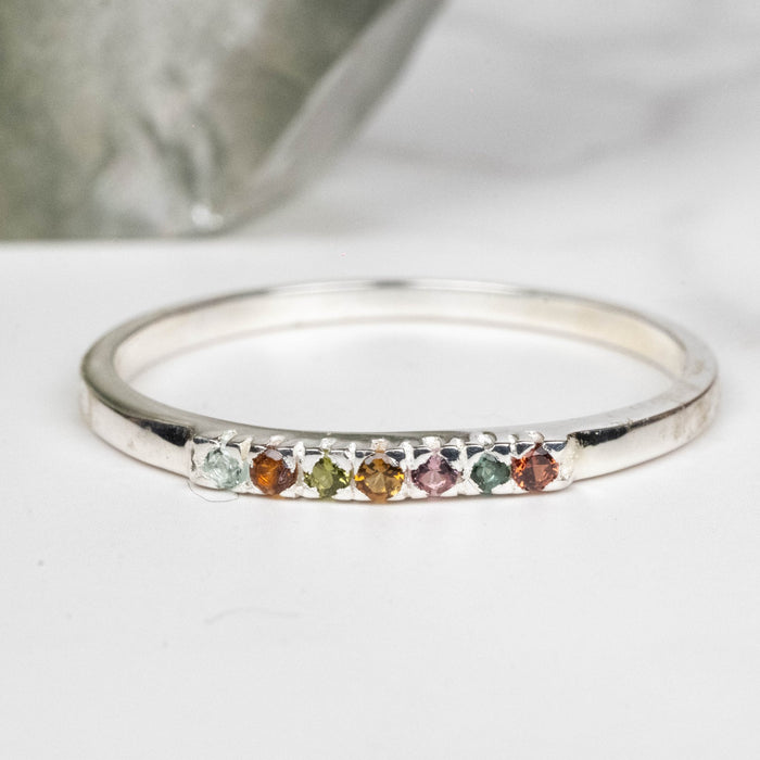 Tourmaline Ring 1mm Multi Stone Size 9 - InnerVision Crystals