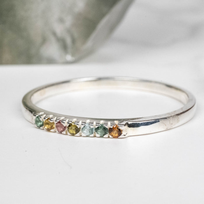 Tourmaline Ring 1mm Multi Stone Size 9 - InnerVision Crystals