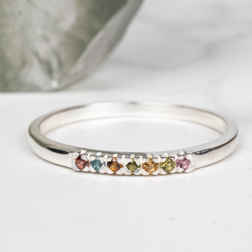 Tourmaline Ring 1mm Multi Stone Size 9 - InnerVision Crystals