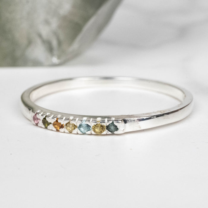 Tourmaline Ring 1mm Multi Stone Size 9 - InnerVision Crystals